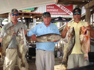 Matt Henderson, Billy and Kenny Rees with some gag and red grouper