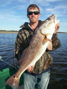 Sea Hag’s own Derek Snyder with a beautiful redfish taken near oyster bars on his day off.