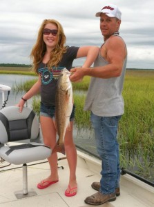 Summer Hogan from Clermont made her first redfish one to remember….exactly 27 inches long. 