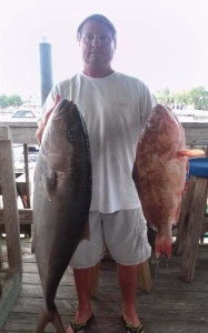 Cephas Christian from Orlando with a fine amberjack/red grouper duo. 