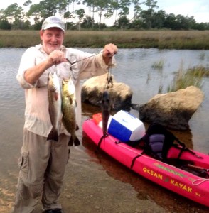 Kayak fishing is becoming more and more popular in our area, and wintertime with some severe low tides is a great time to give it a try. Bob Berger nailed this trout/redfish combo from his kayak. 
