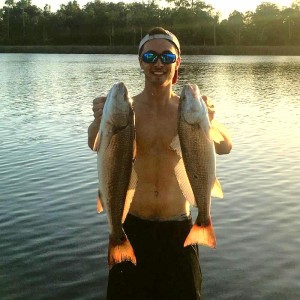 Taking advantage of the warm weather, Cameron Swager caught these nice redfish near the river. 