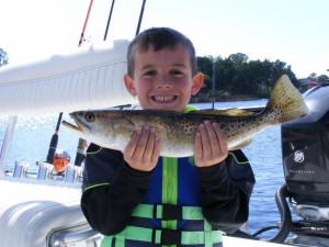 Tucker Griffis is all smiles with his keeper trout. 