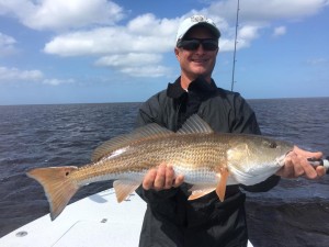 Jason Watson and April Ogle came over from Jacksonville to fish with me and we found some nice fish, including this 27 inch red. 