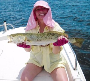 Cynthia Caucci and a beautiful tournament trout. 