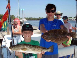 Cam and Dawson Maxwell caught this fine trout/flounder combo fishing from a Sea Hag rental boat. 