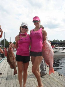 Carissa Miller and Kat Crews with the winning grouper and snapper from the Nauti Girls tournament