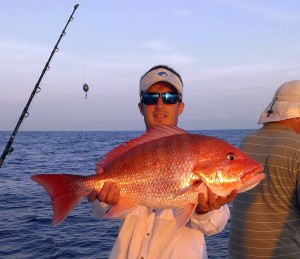Dustin Dykes had to release this great red snapper last month, but this month he could have kept it.