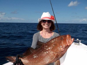 Kim Mullins scored this giant red grouper.