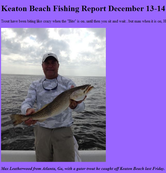 Keaton Beach Fishing Report - Sea Hag Marina and the Shacks at Sea Hag
