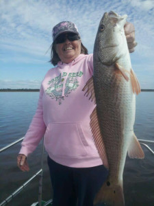 Debbie Singletary from Keystone Heights used Randy Harris’ airboat to find this overslot redfish.
