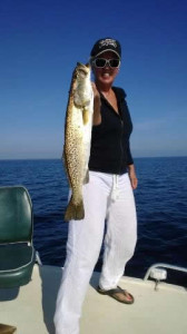  Cindy Johns from Keaton Beach brought in this 23 inch trout caught on a Gulp! Shrimp. 