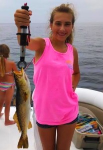 Ashlyn Purvis caught her first fish, this very nice trout, on the flats. 