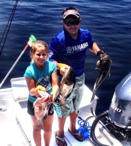 Jackson and Anna Swisher showed me some grouper before heading back out for scallops. 