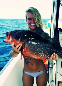 Caroline Jordan from Jacksonville with a giant red grouper. 