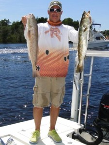 Greg Hause from Alachua with a fine trout and redfish caught during the Santa Fe Raiders Tournament. 