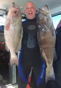 Early in the month when red grouper were still open, Pete Severens displayed both red and gag groupers. 