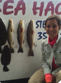 Rachel Cocciolo with a partial board of trout and flounder. 