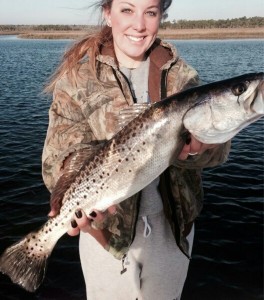 Alyssa Lawson with another huge gator trout.