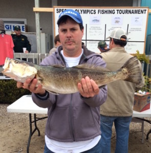 Michael Aman from Perry took first place in the Special Olympics Tournament with this 5.6 pound trout. 