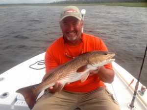 I had several good trips this month with John Price from Trenton, who caught this nice upper-slot redfish on a Z-man weedless soft jerk bait...
