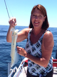 Susan Purser caught this squid on a Gulp shrimp!