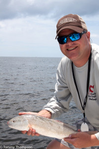Brian Gorski from CCA releasing one of the 120 tagged redfish in the STAR Tournament (see below). 