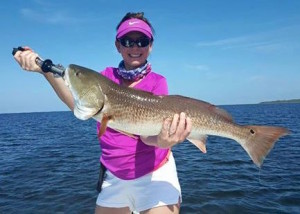 Kristen Griffis with a beautiful overslot redfish. 