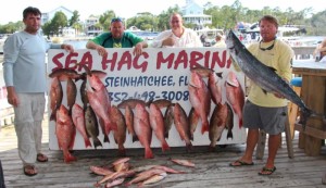 Cefus Christian and his crew with some beautiful red snapper, red grouper, scamp grouper and kingfish. 
