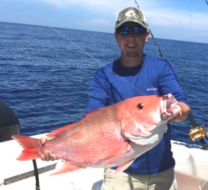 Luke Brantley with a monster red snapper.