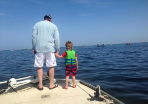 Andrew Brantley took his son on his first scallop trip. 