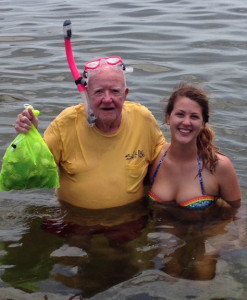 Uncle Bobby Crosby with his niece Candace Poole from Midway, Georgia with a nice bag of scallops. 