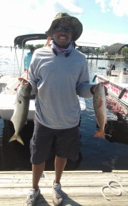 Jody Cooper from Gainesville with a redfish and a bluefish. He couldn’t find a whitefish.