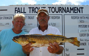 Billy Pillow and Pat McGriff with the big trout in the county Trout Tournament.