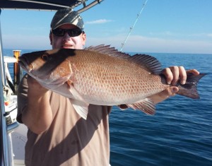 Running way offshore, Jason Boan found this tasty mangrove snapper. 