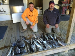 On another gigging trip (their first), Jim Kilgore and Lee Waldron from Hahira nailed these mullet and sheepshead.