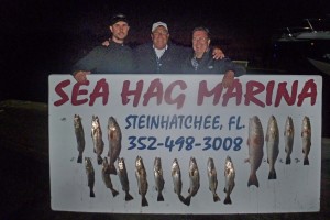 Max Leatherwood,  master night fisherman, and friends brought in these beautiful trout and redfish. 