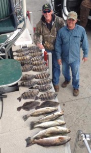 Burt McGee and Bret Smith went back in the creeks in their airboat to find this group of sheepshead, trout and redfish.