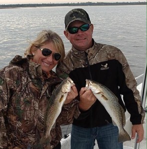Kim Smith and Warren McGehee with a nice pair of trout. 