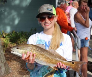 The littlest Sea Hag, Chaeli Norwood, caught this nice redfish during the tournament. 