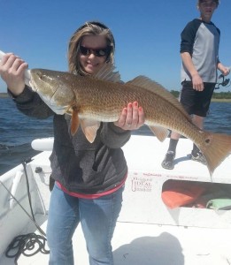 Chastity Chandler and a beautiful upperslot redfish.