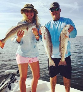 Shelby Skelly and Kyle Hix found a school of redfish!