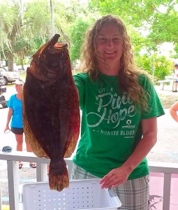 Jennifer Mosley took a first place with this giant flounder. 