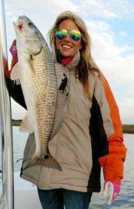 Claudia Sauls found this overslot redfish on a chilly morning. 